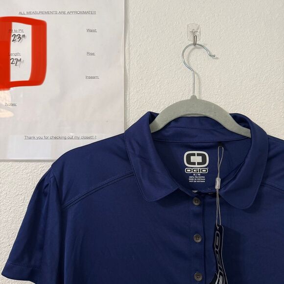 OGIO Top Womens XL Short Sleeve Navy Blue‎ Polo Shirt Athletic Style New - Picture 4 of 4